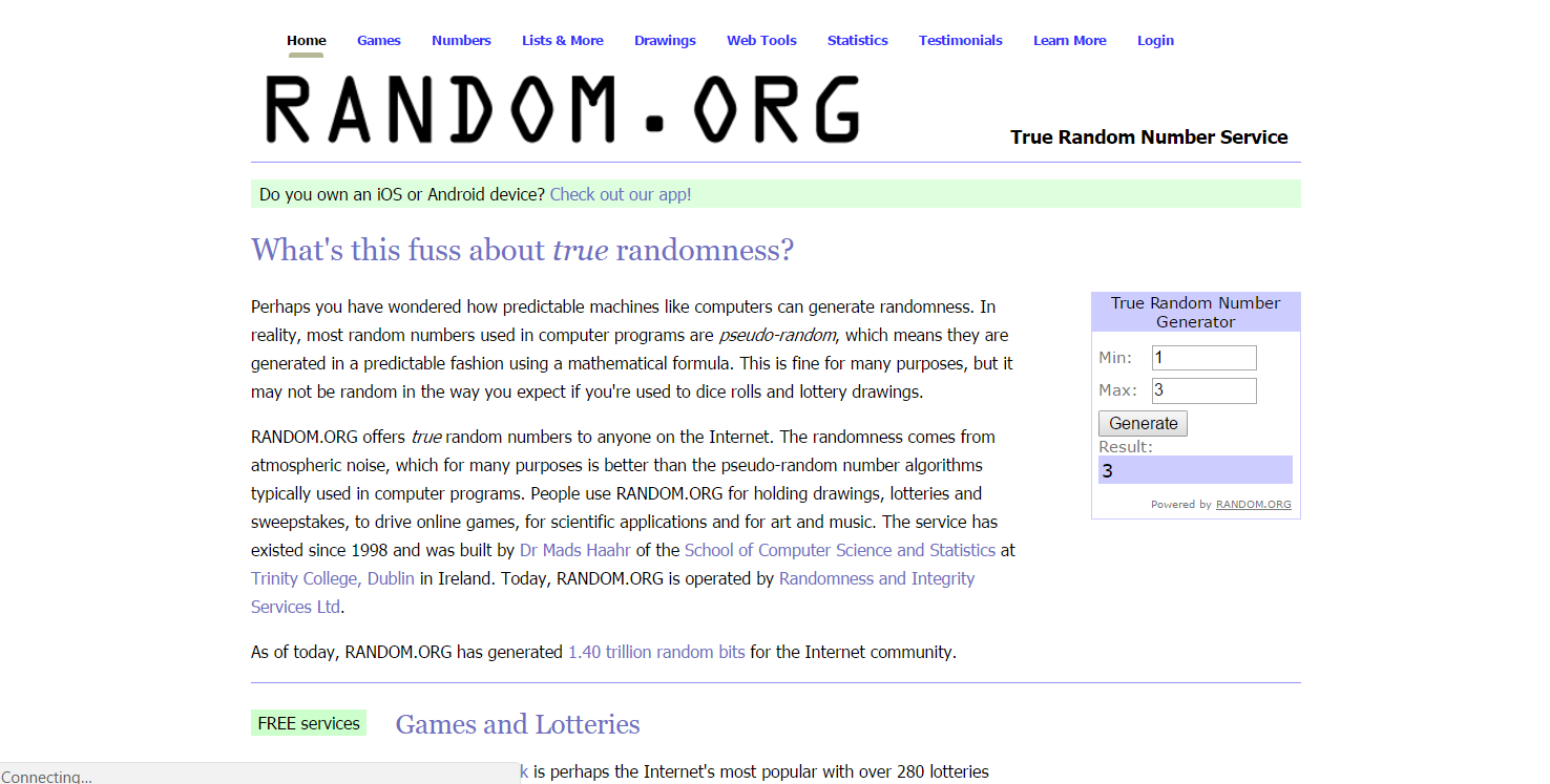 Raffle draw
