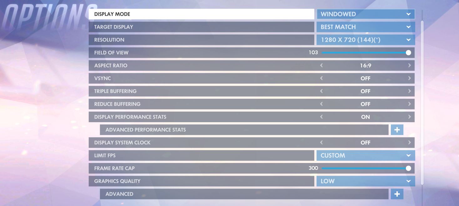 flowreach's OW video settings