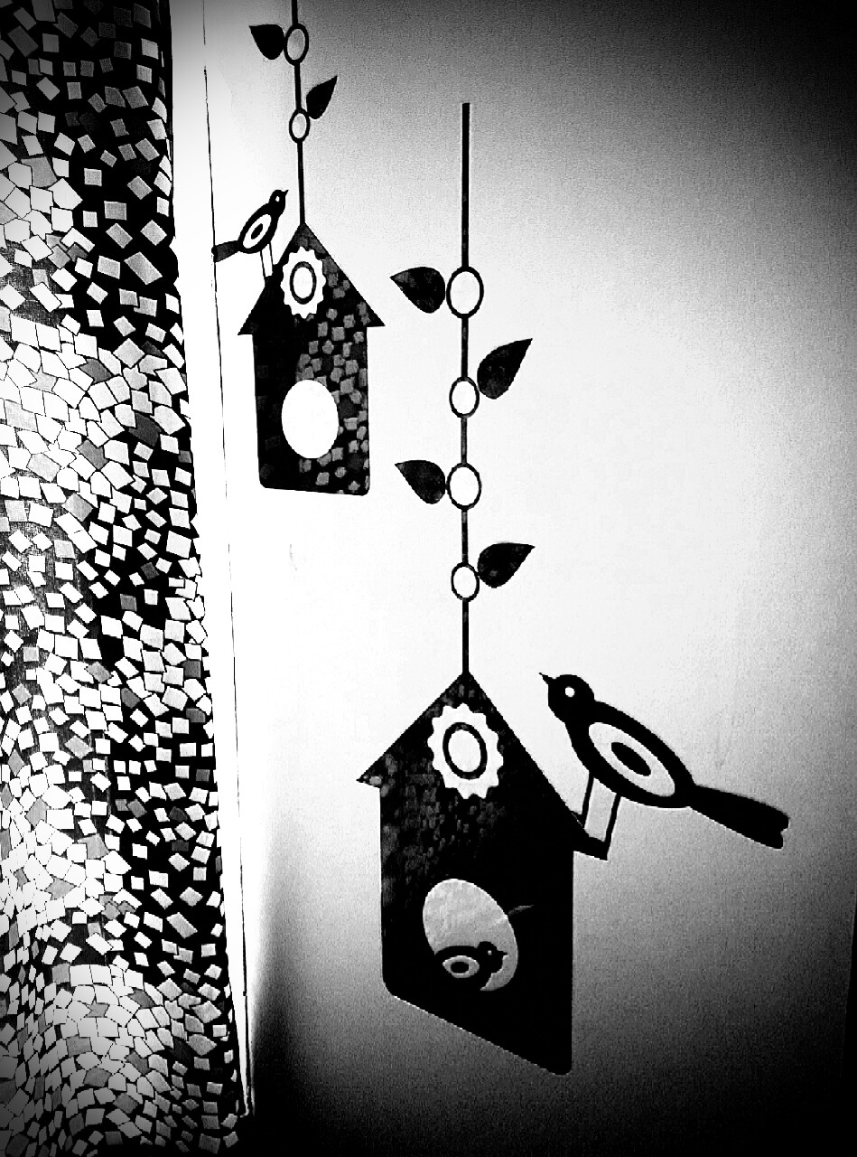 Wall decals and curtain