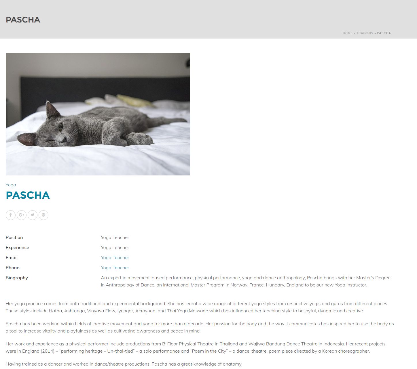 Teacher Page - from actual Site