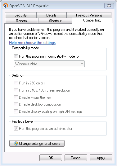 compatibility tab