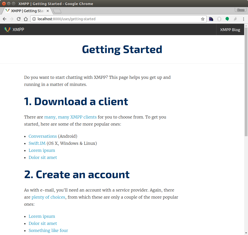 Web page mockup