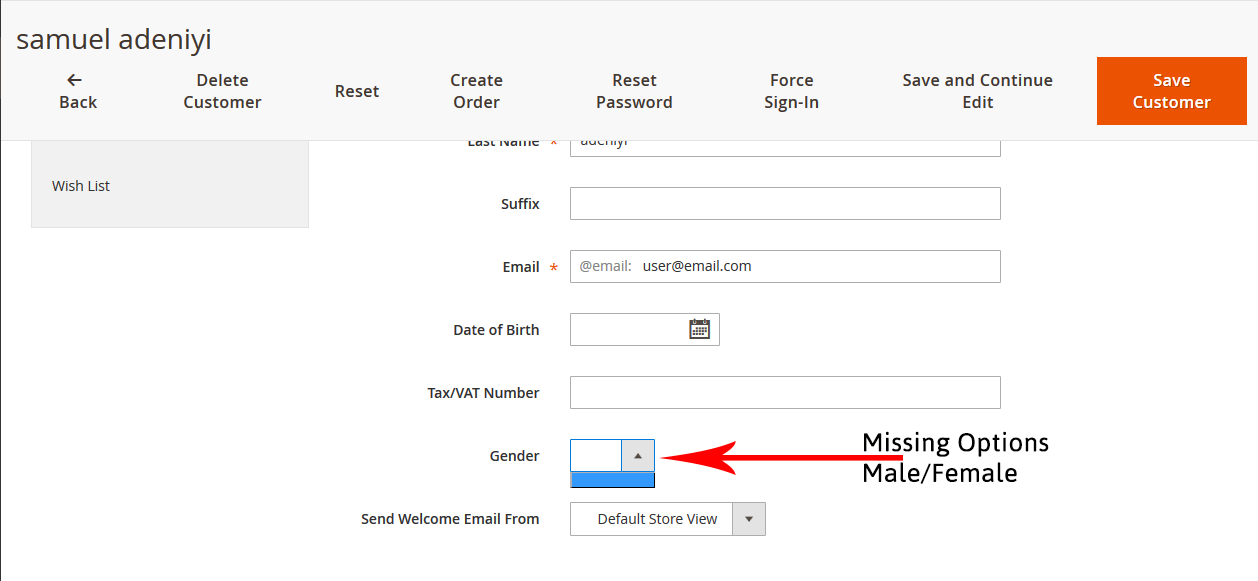 Magento 2 Gender option missing