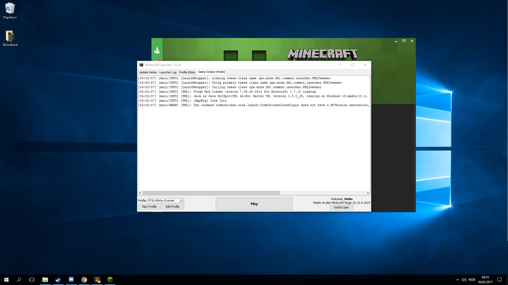 minecraft ftb infinity error