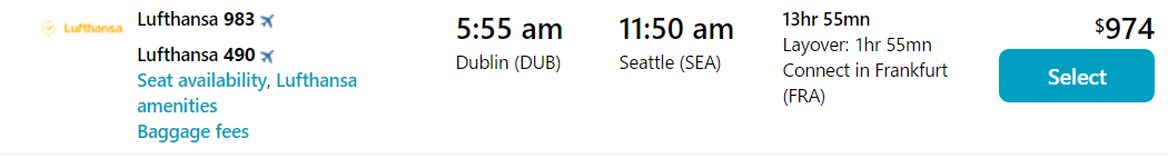 Fly DUB - FRA - SEAT