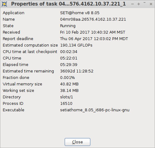 SETI@Home Task Properties