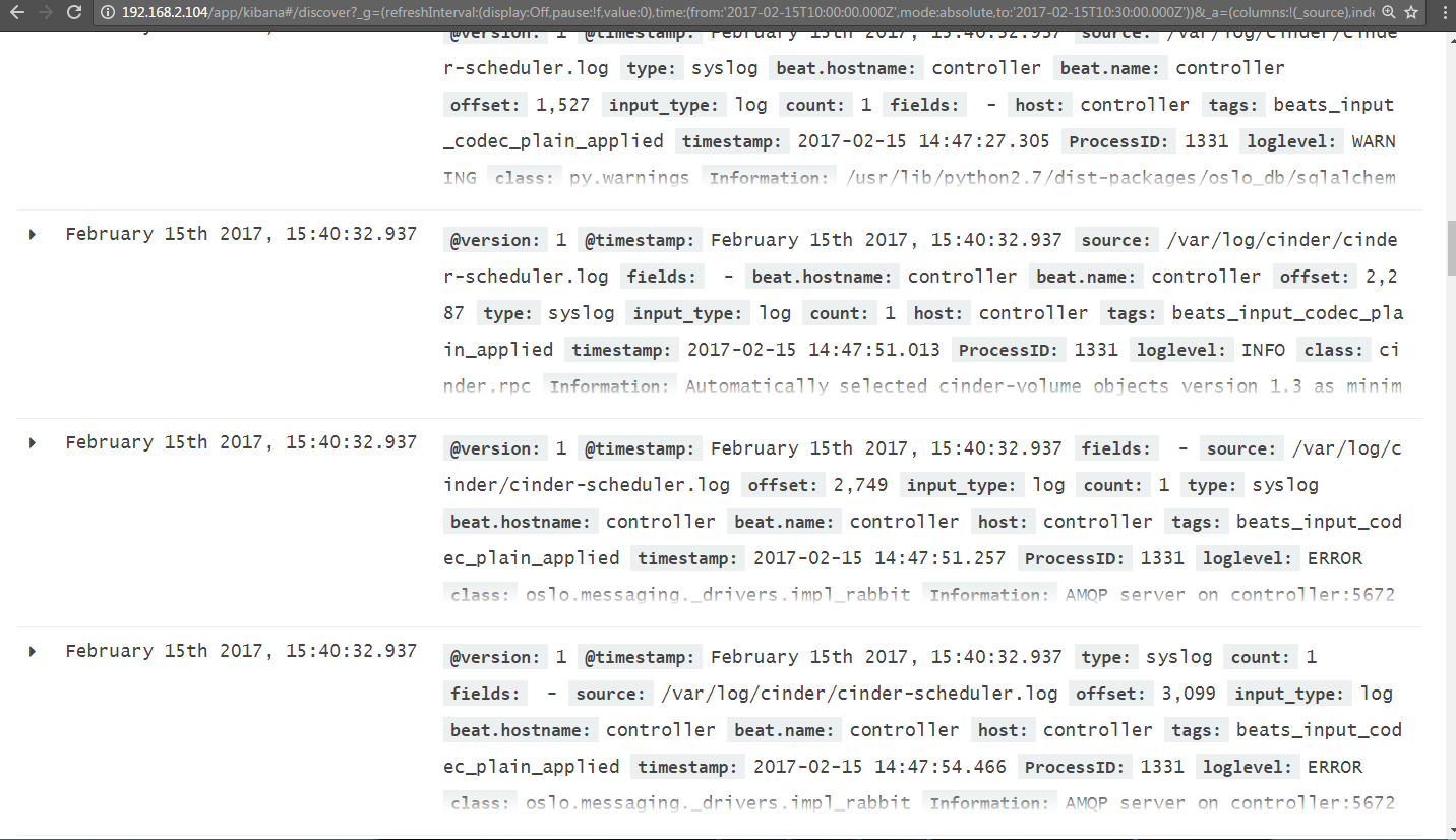 Kibana reading INFO, WARNING messages also.