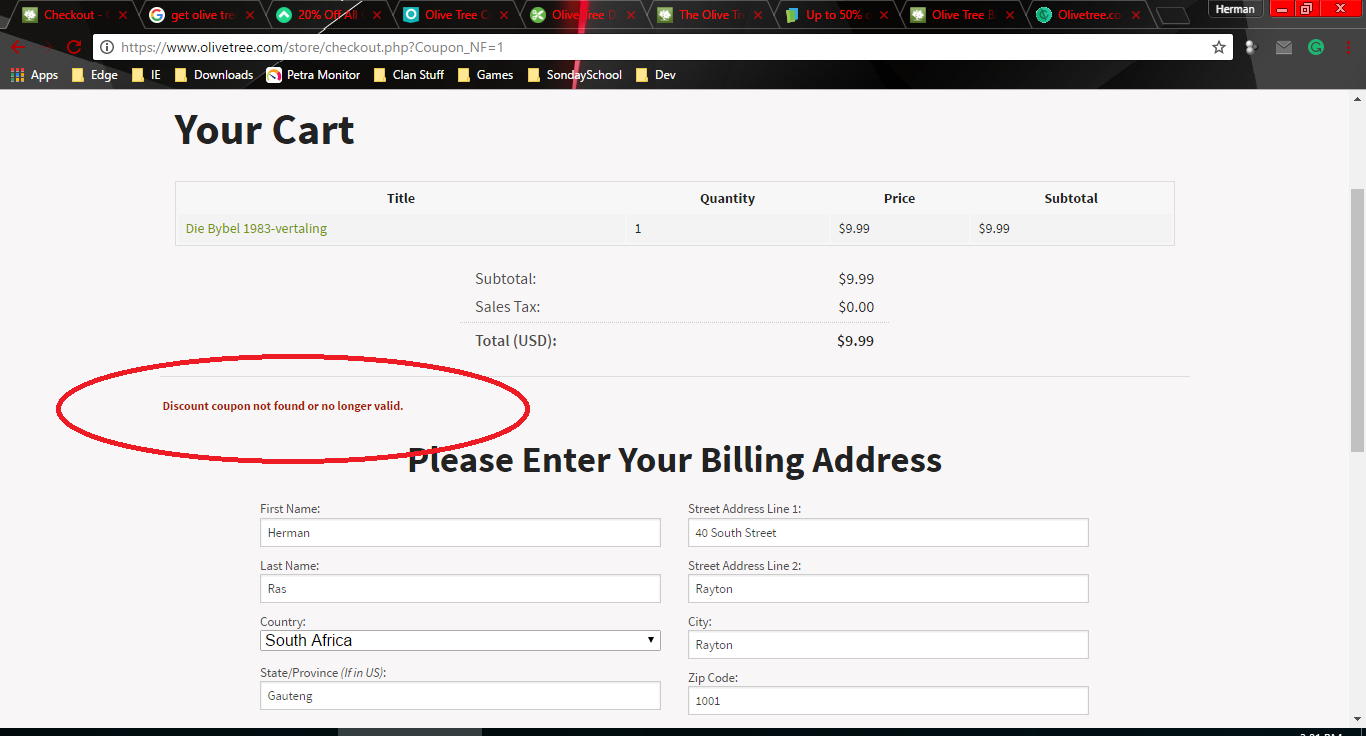 Error Discount Code