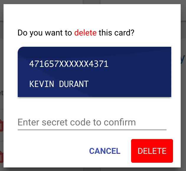 delete card modal