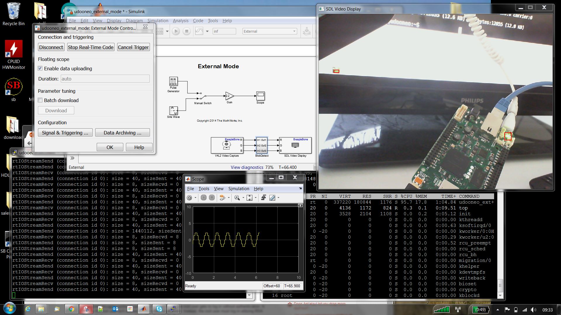 Simulink external mode with NEO and camera