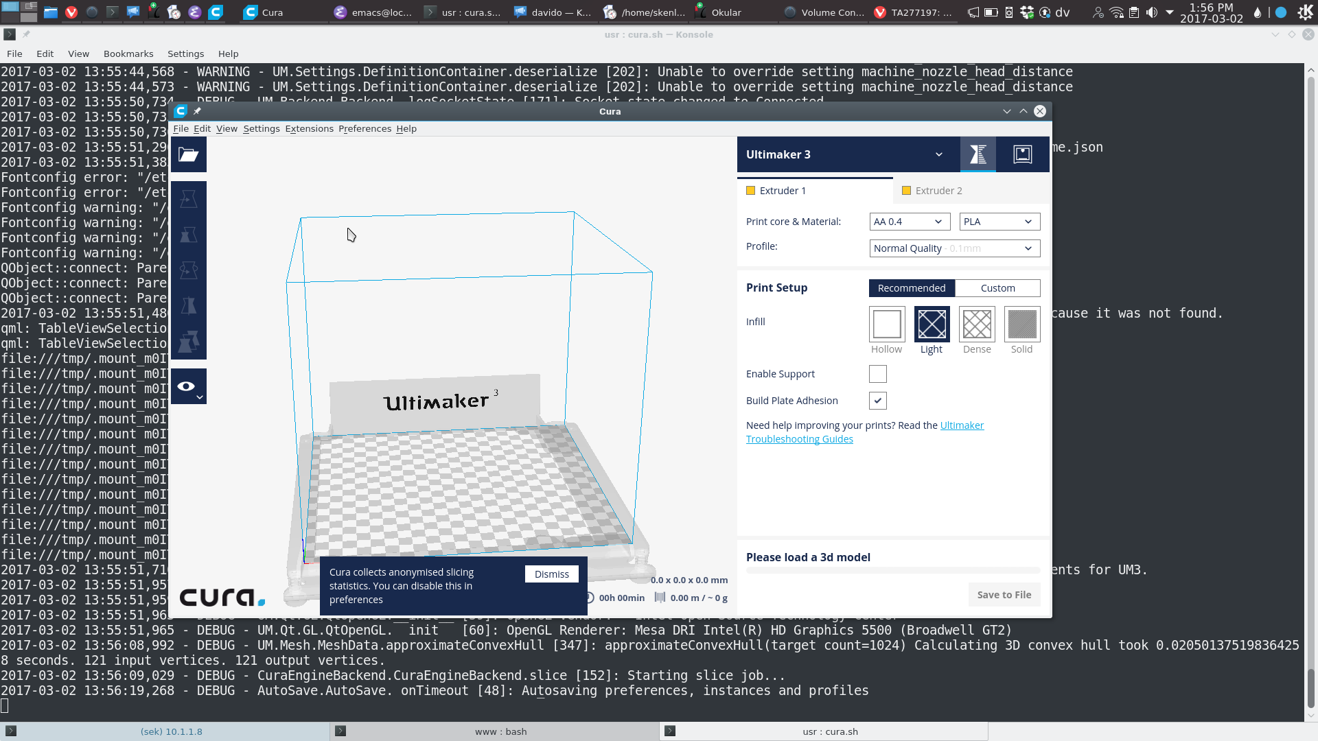 cura on fedora 25