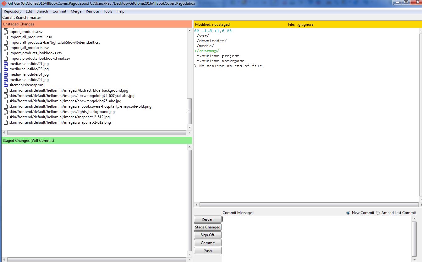 Git Gui - Where are my image files in Unstaged though?