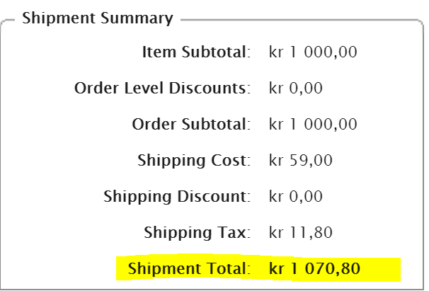 shipment summary
