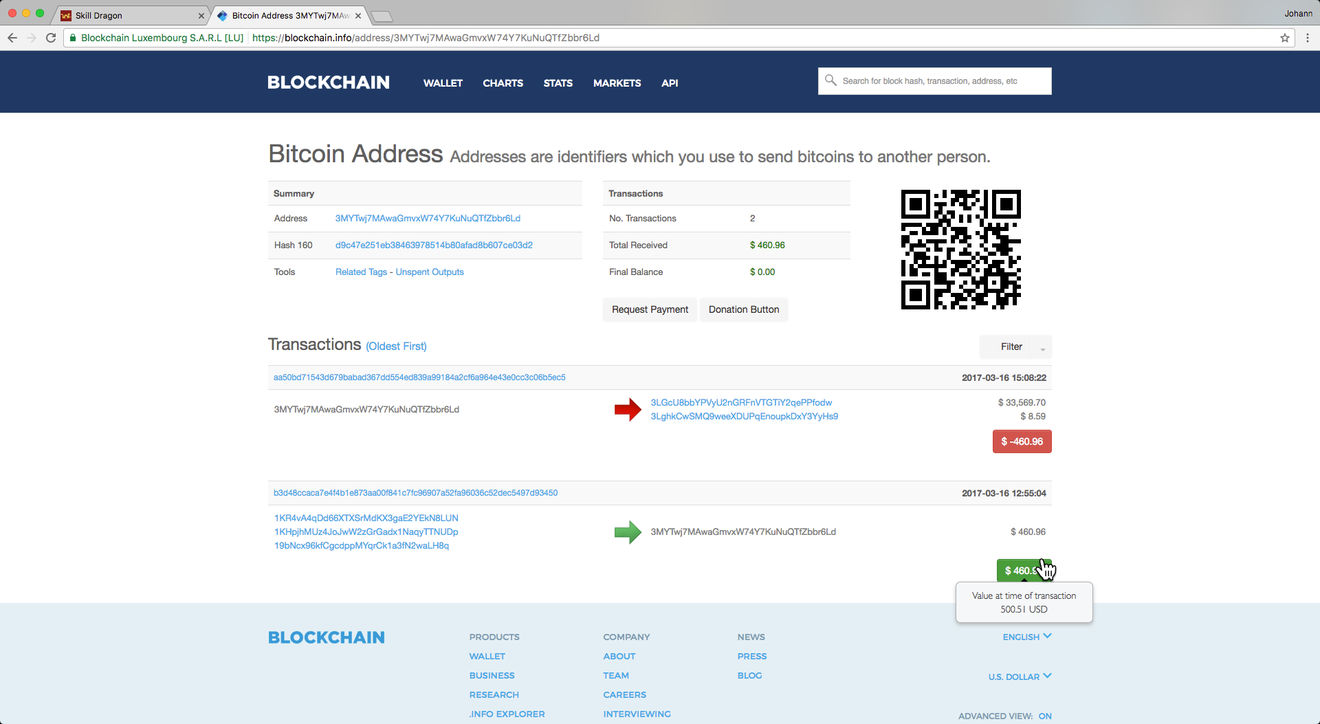BTC transaction for ETH Contract