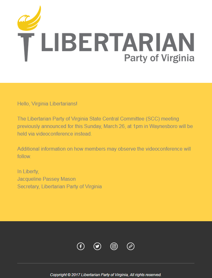 Videoconference instead of in-person LPVA SCC meeting