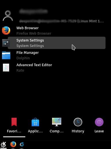 Mint KDE Kickoff Launcher
