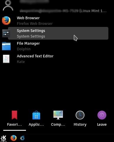 Mint KDE Kickoff Launcher