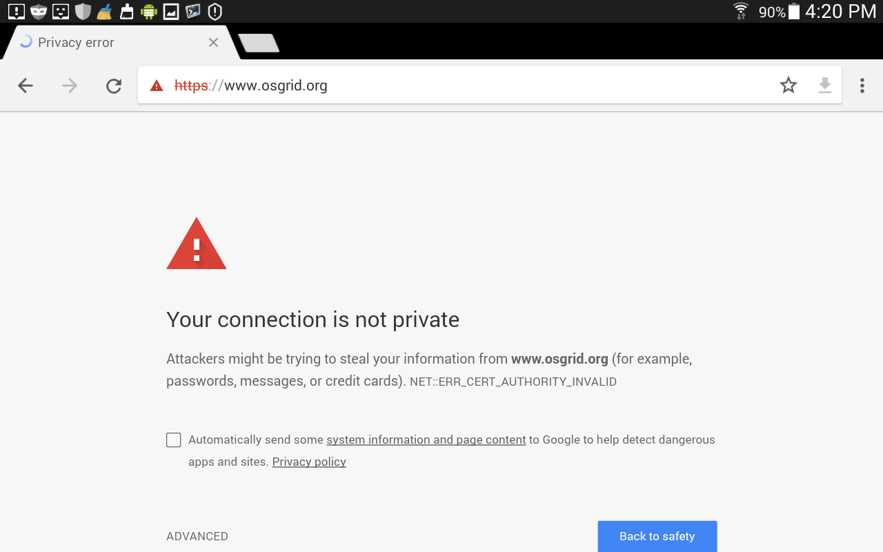 Your connection is not pr8vate