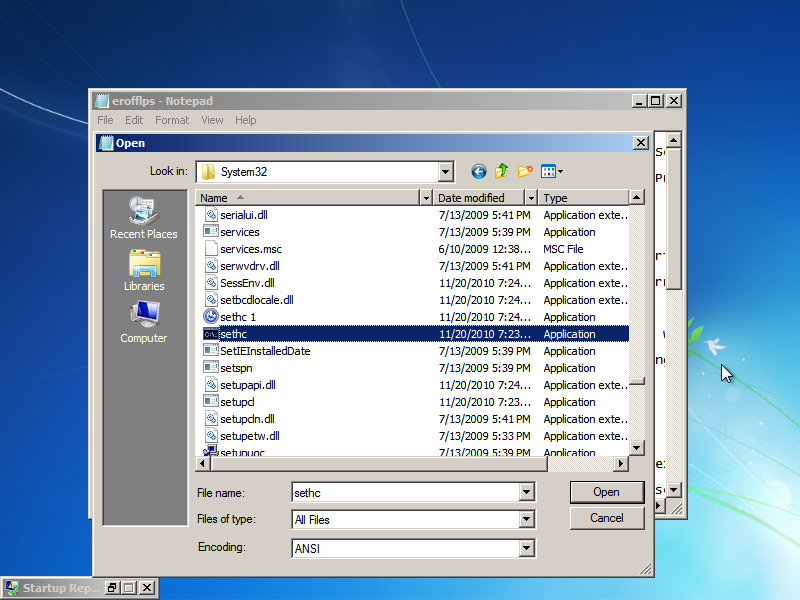 Rename your "cmd - Copy" to "sethc." Close notepad, and hit "Finish" to shut down your PC, or just restart it manually.