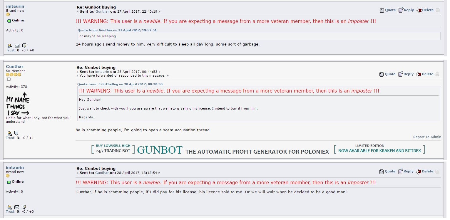 SCAM! Selling gunbot license 3