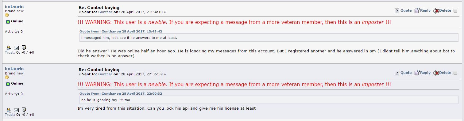 SCAM! Selling gunbot license 4