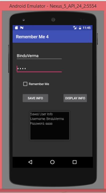 Android App Remember Me