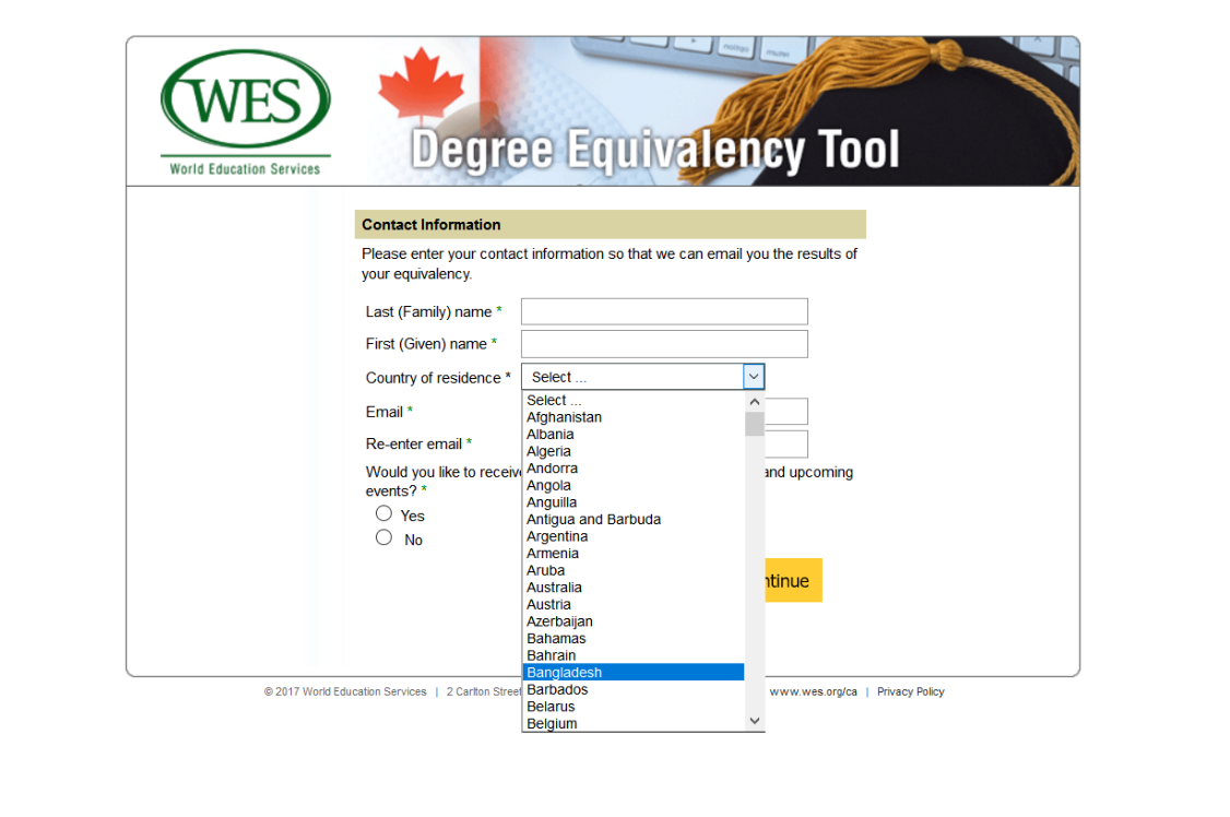 WES Degree Equivalency Tool [ Bangladesh ]