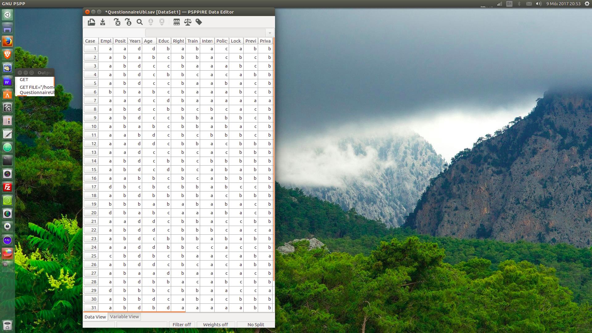 PSPP output window found