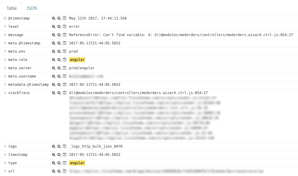 Angular error via logz.io