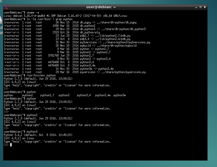Debian default python version