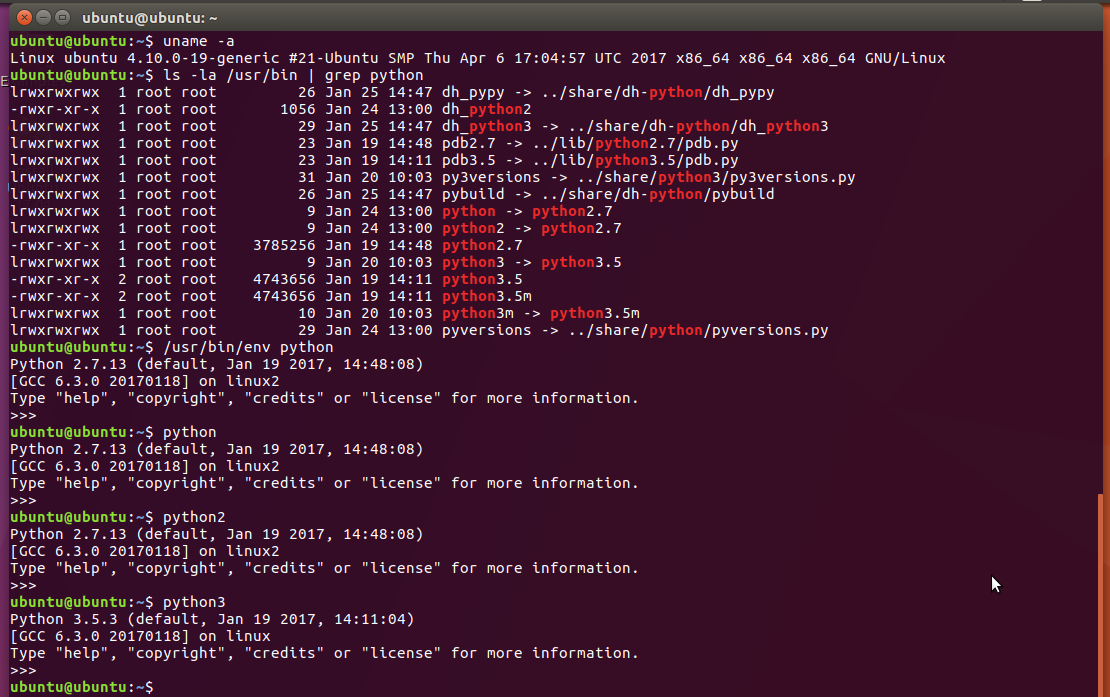 Ubuntu python default version