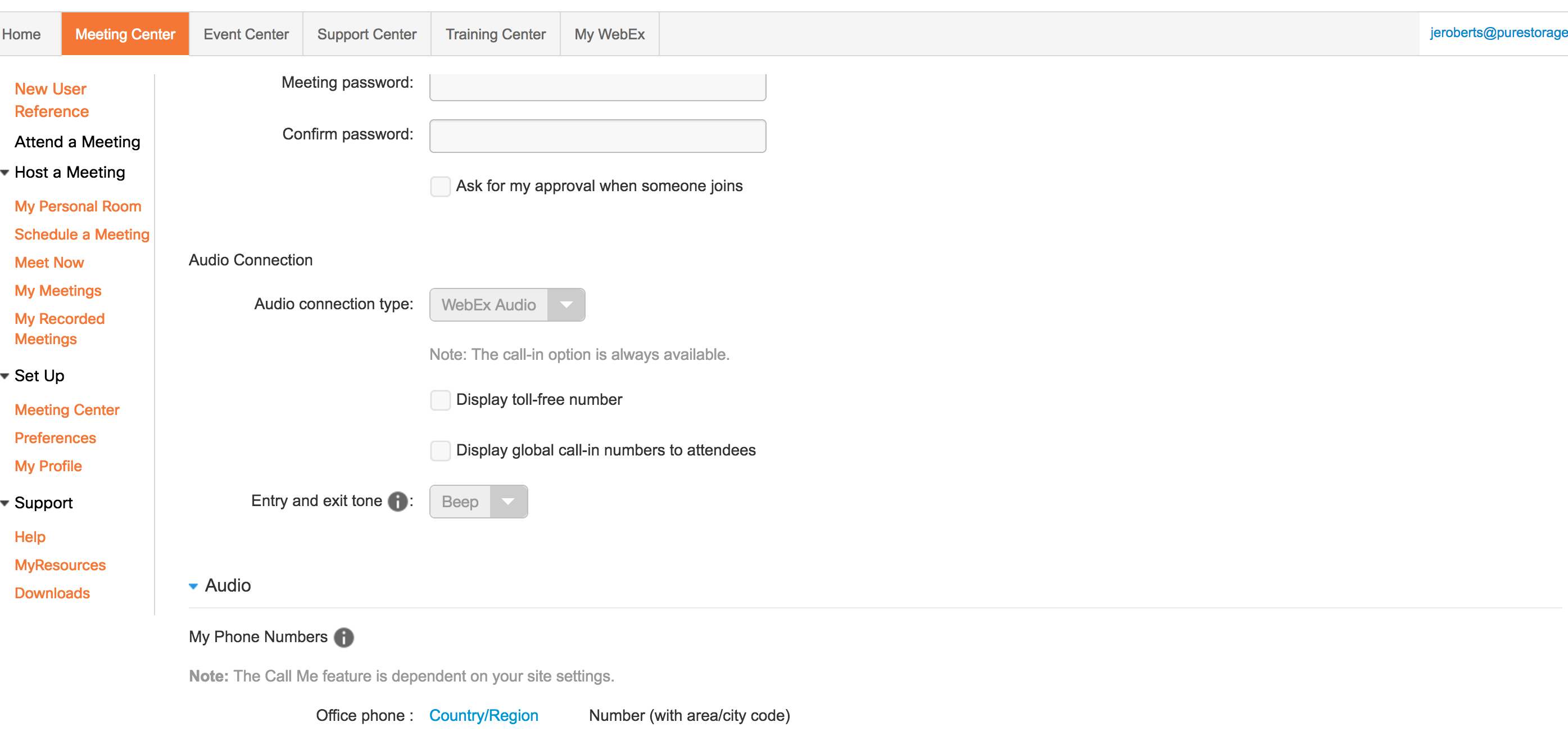 Jeff Roberts WebEx Options