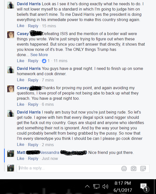 David Harris racist bigot censored