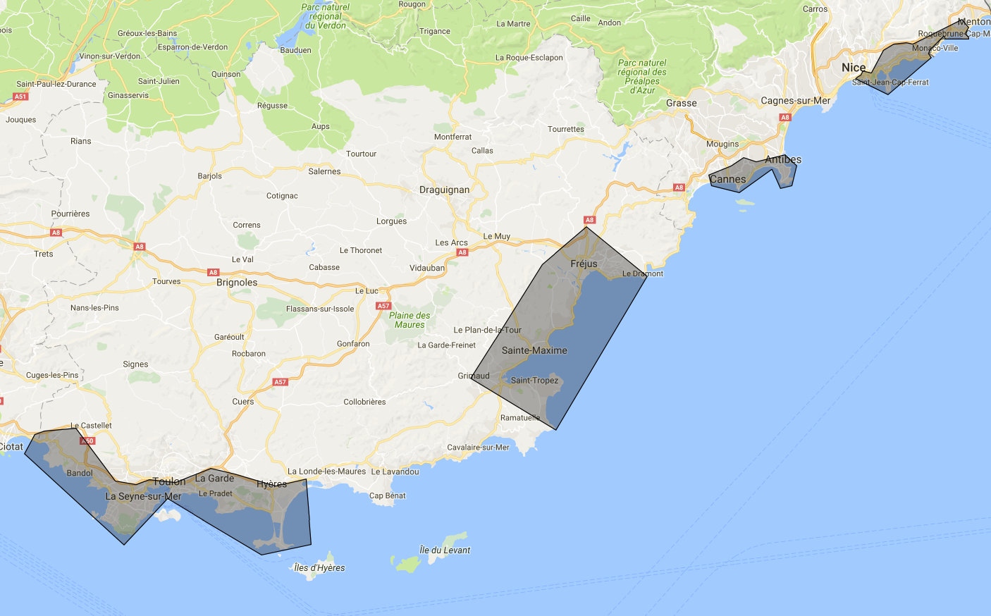 Zones Côte d'Azur