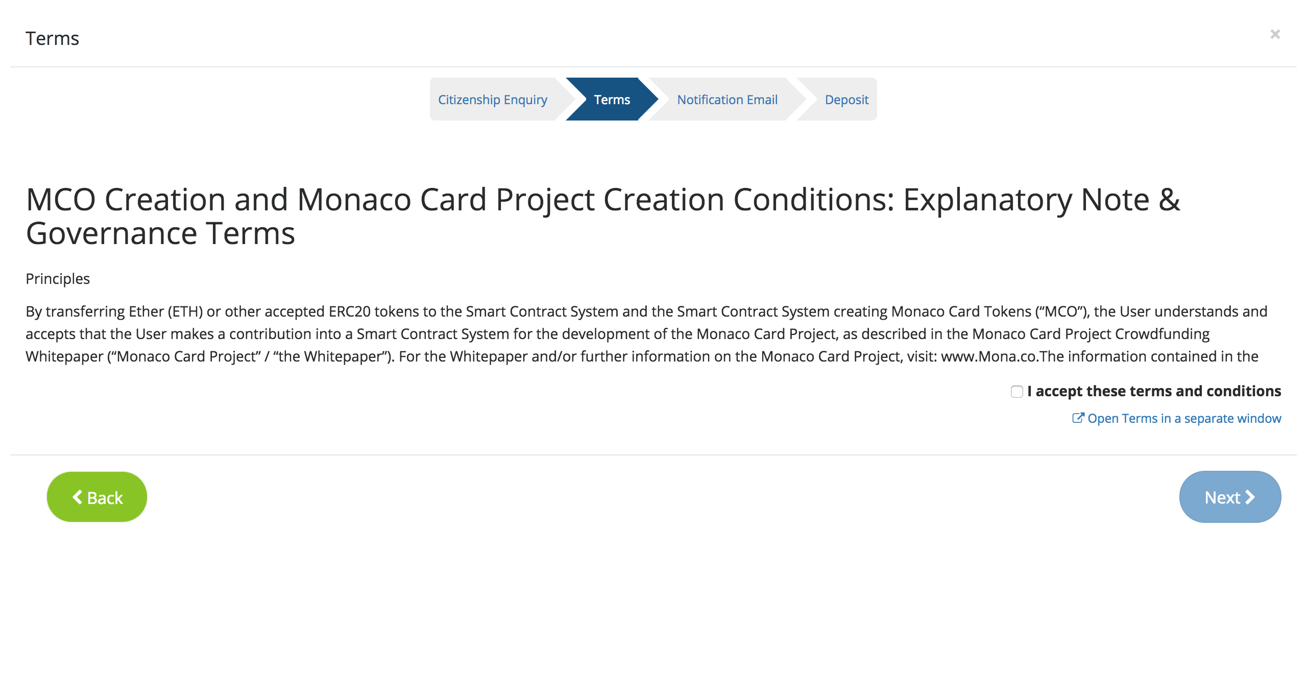 Monaco Buyer Terms Page