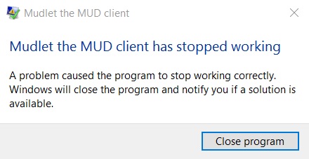 mudlet crash