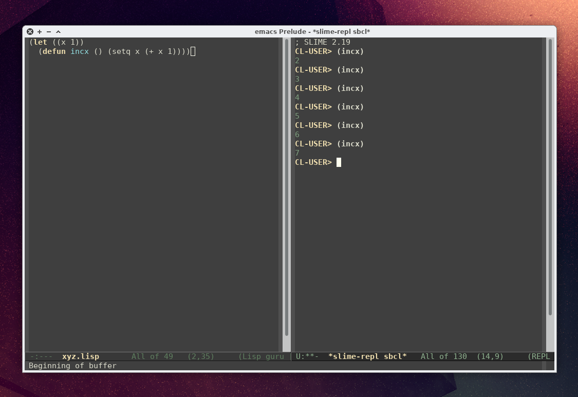 Slime: File & REPL
