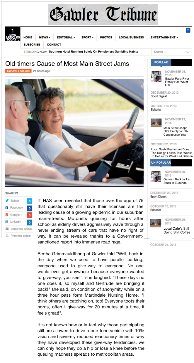 Old-timers Cause of Most Main Street Jams