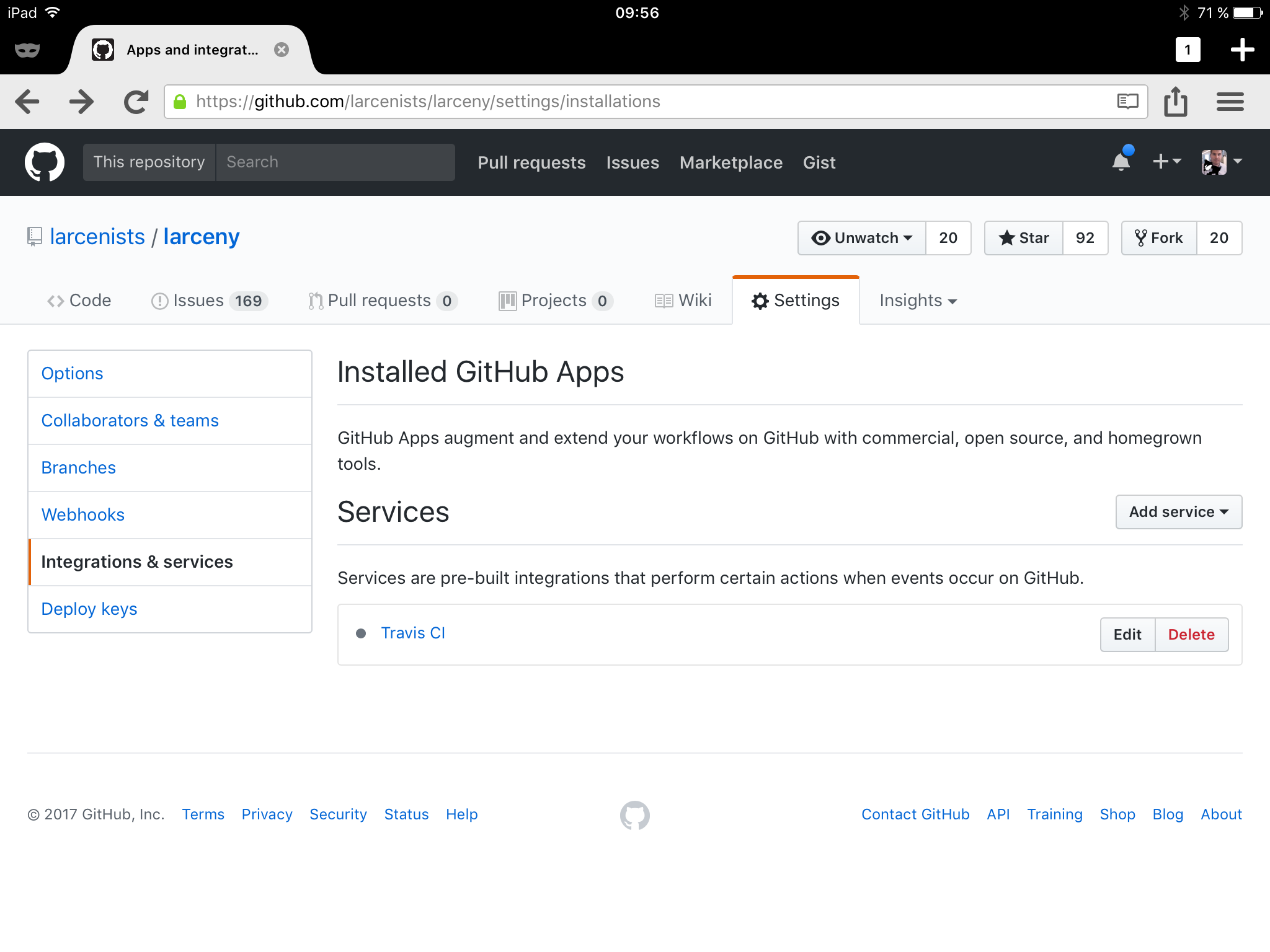 Navigation to Installed Github apps