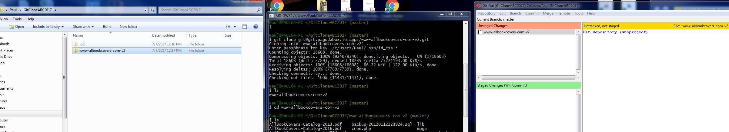GIT CLONE repository CReated but Not RESCANNING with GIT Windows