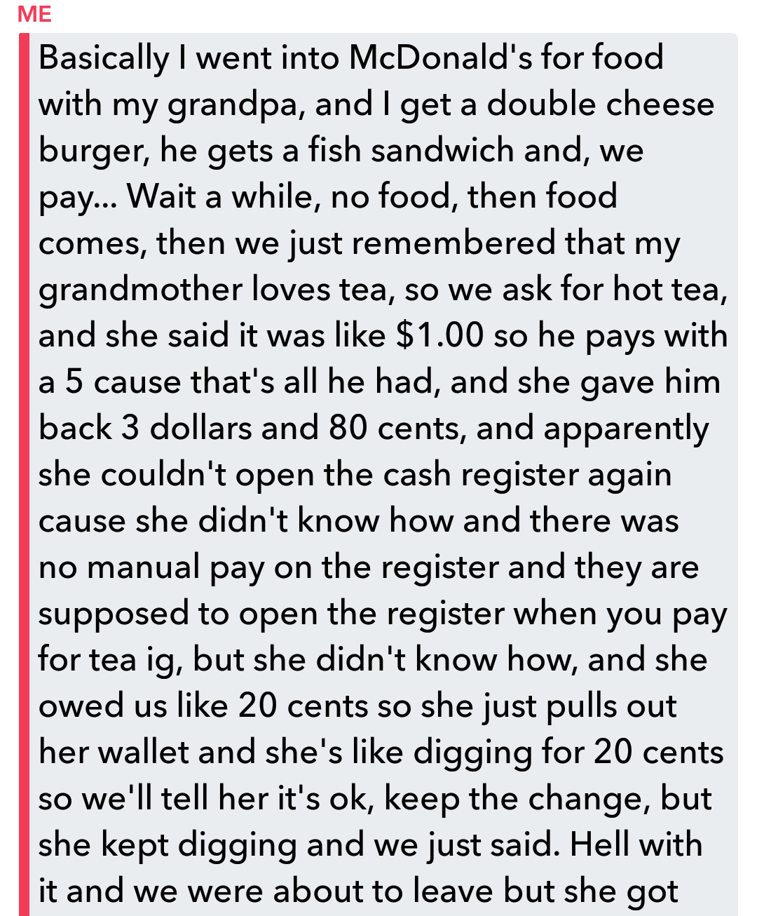 #1 of the Mcdonalds story