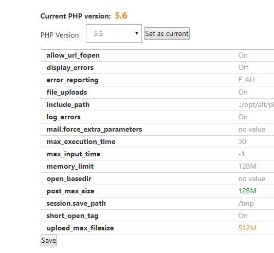 PHP Settings