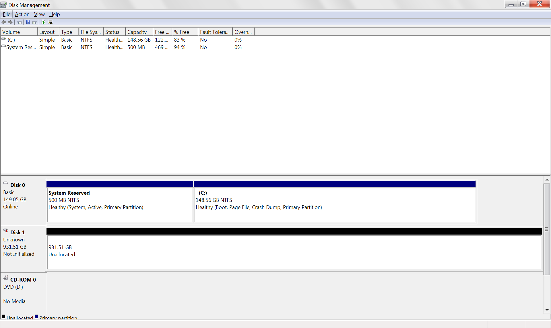 Disk Management in Windows 7