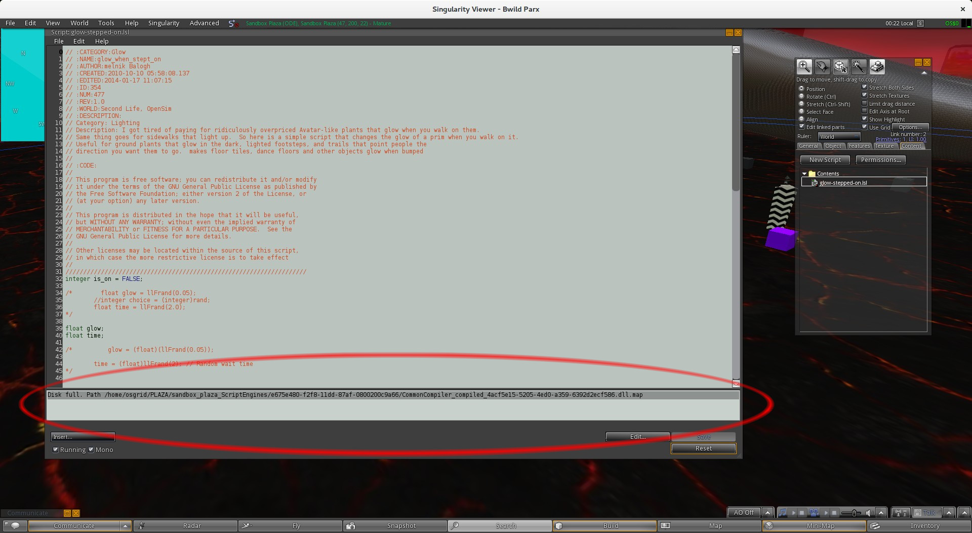 Disk full: I've reached the End of the OSGrid internets!