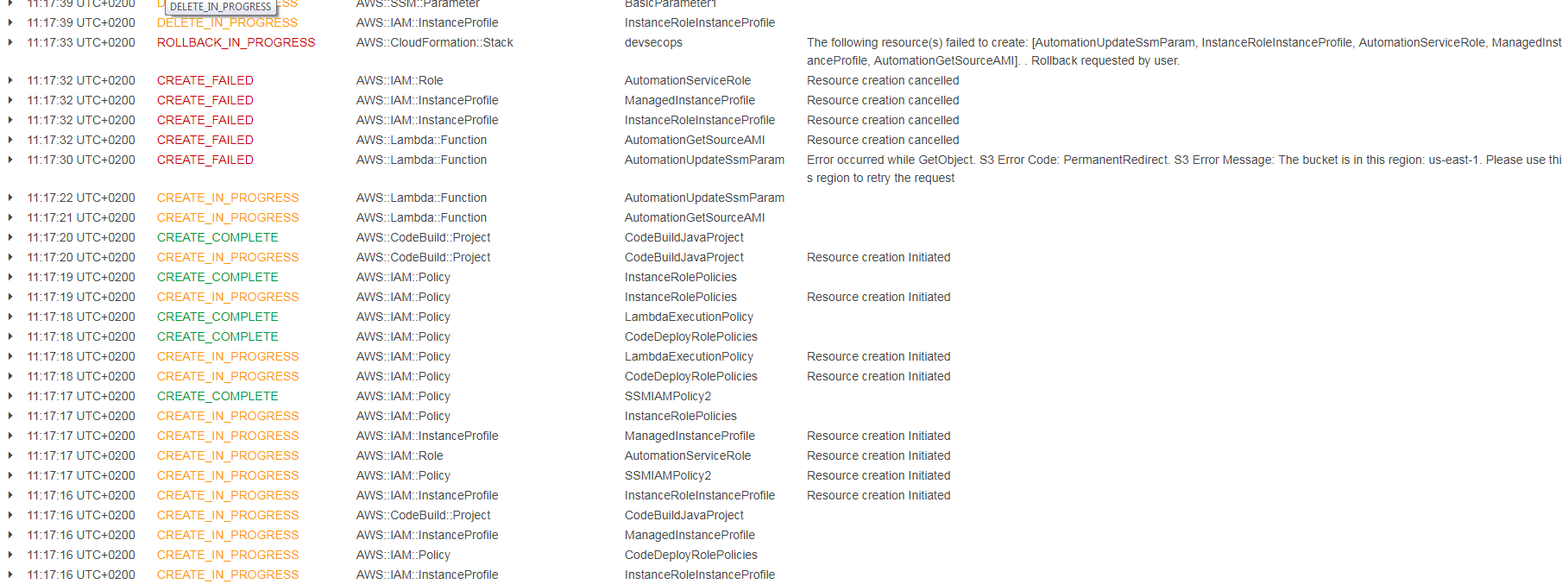 AWS Cloudformation error