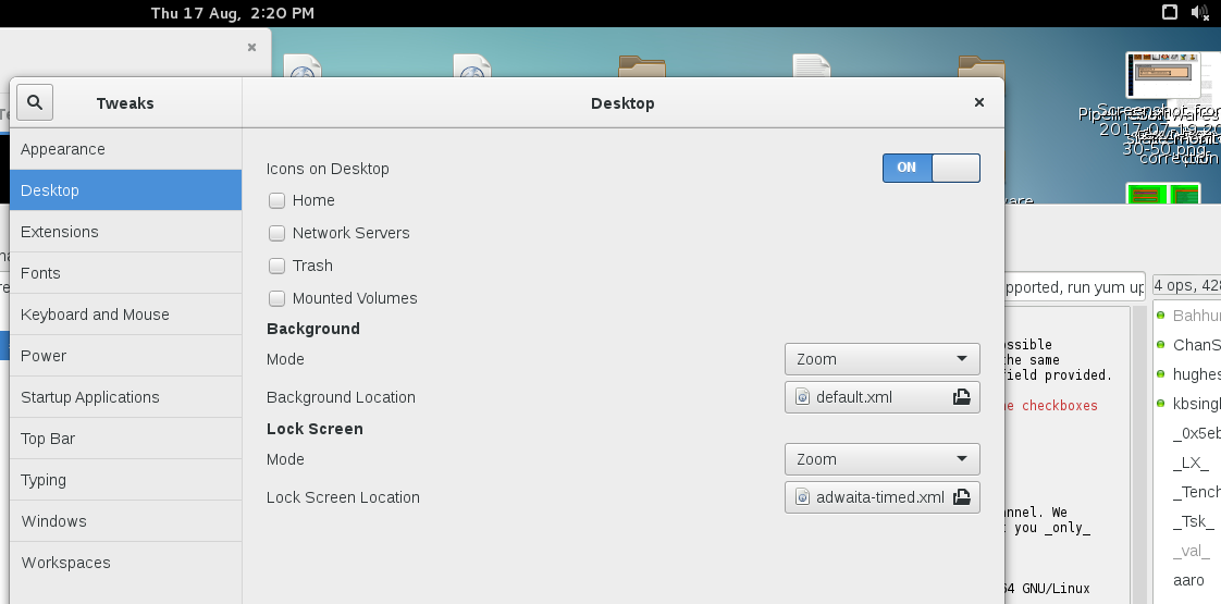 icons on gnome