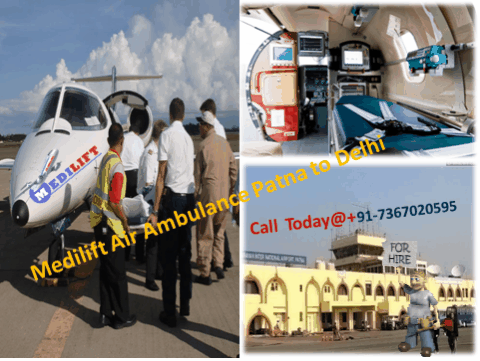 Get Air Ambulance from Patna to Delhi by Medilift at Low Cost