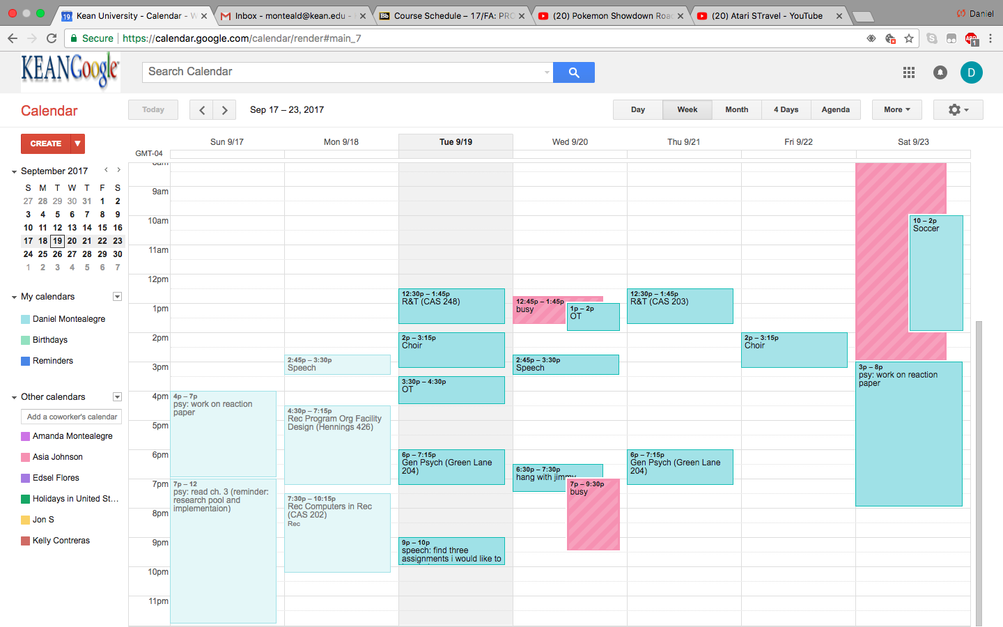 dan's schedule this week