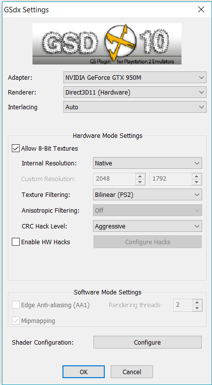 gsdx settings