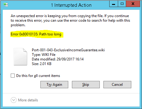 Windows Zip File Path Too Long Error